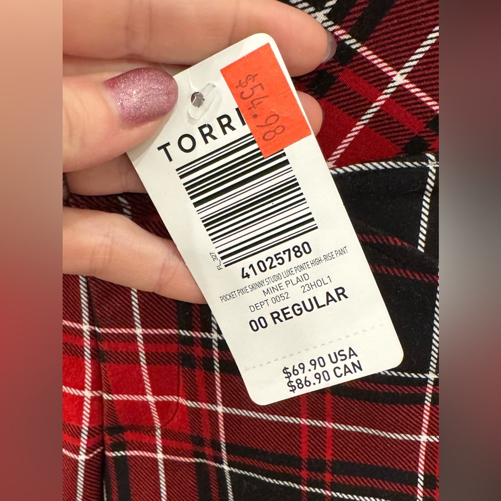 Torrid Red and Black Plaid Pull-On Pants - Picture 3 of 3